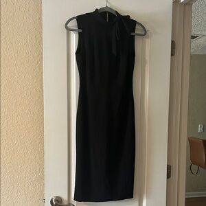 Calvin Klein Bow Tie Neck Black Sleeveless Dress